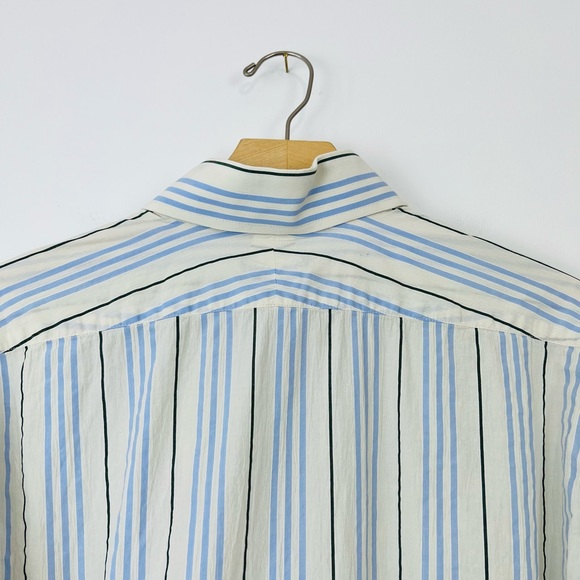 Burberry Cream and Blue Striped Y2K 00’s Tailored Classic Dress Shirt UK M - Picture 9 of 12